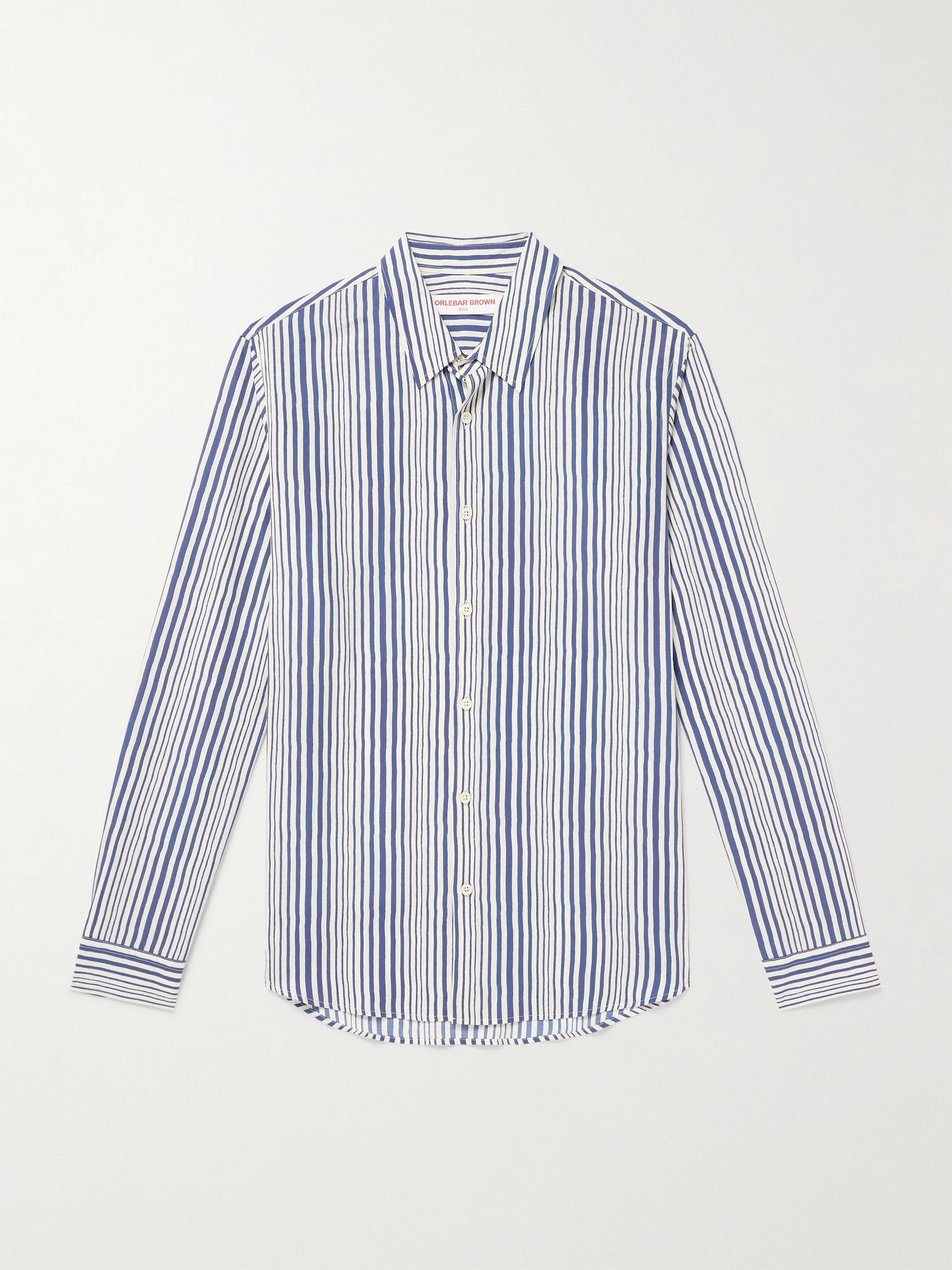 Giles Slim-Fit Striped Lyocell Shirt Blue - 1