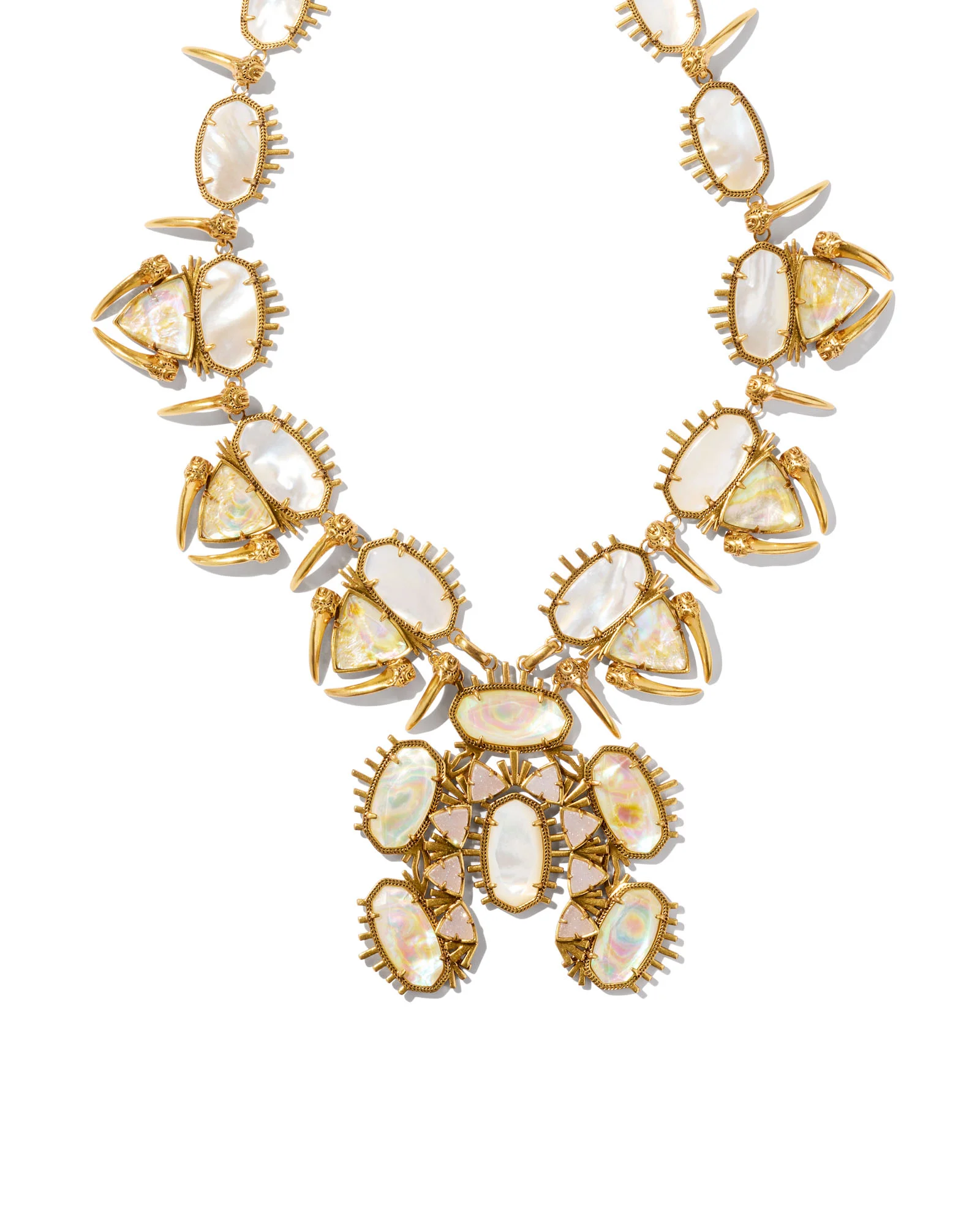Odessa Vintage Gold Statement Necklace in Iridescent Abalone - 1