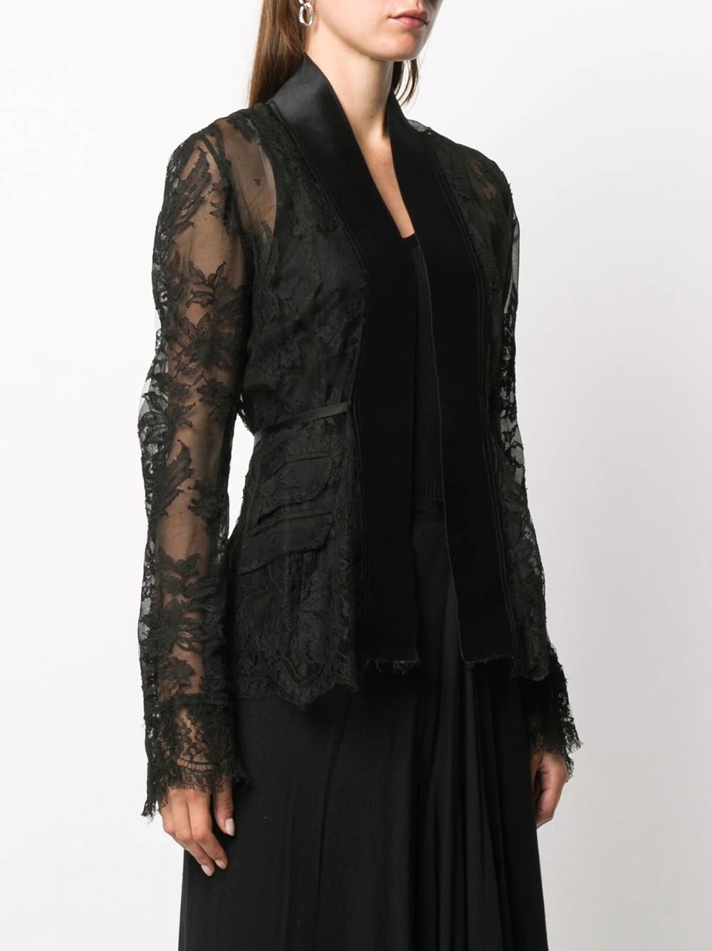 sheer lace cardigan - 3