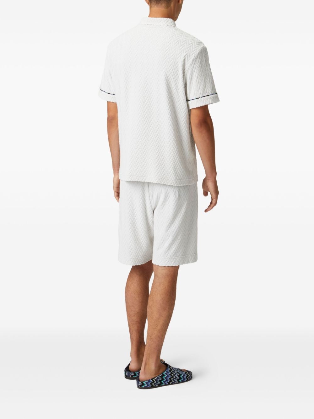 zigzag-woven polo shirt - 3