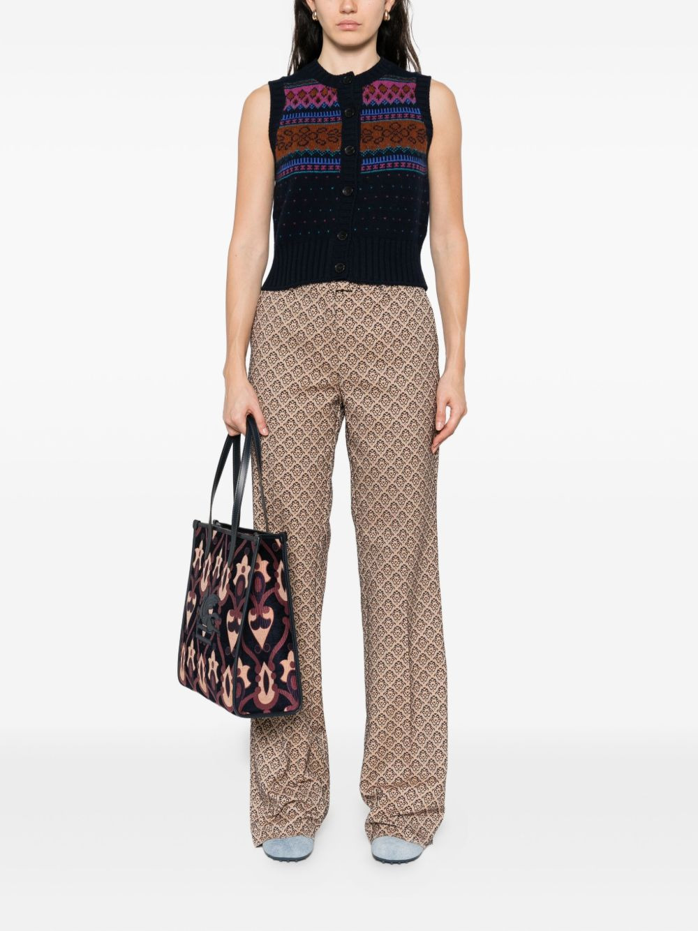 damask-pattern trousers - 2
