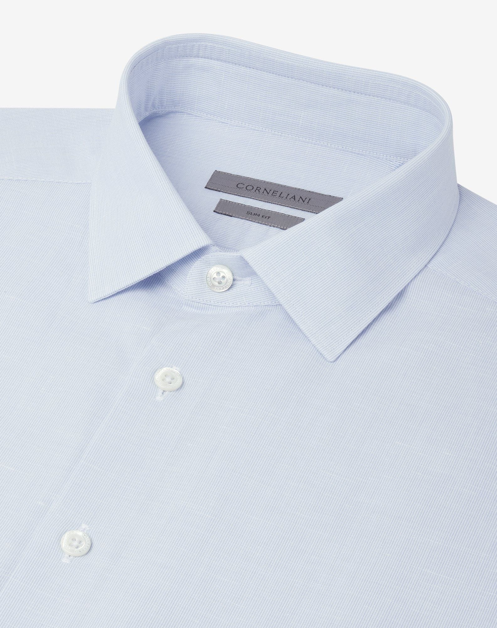 Cotton and linen shirt with white/light blue micro stripes - 4