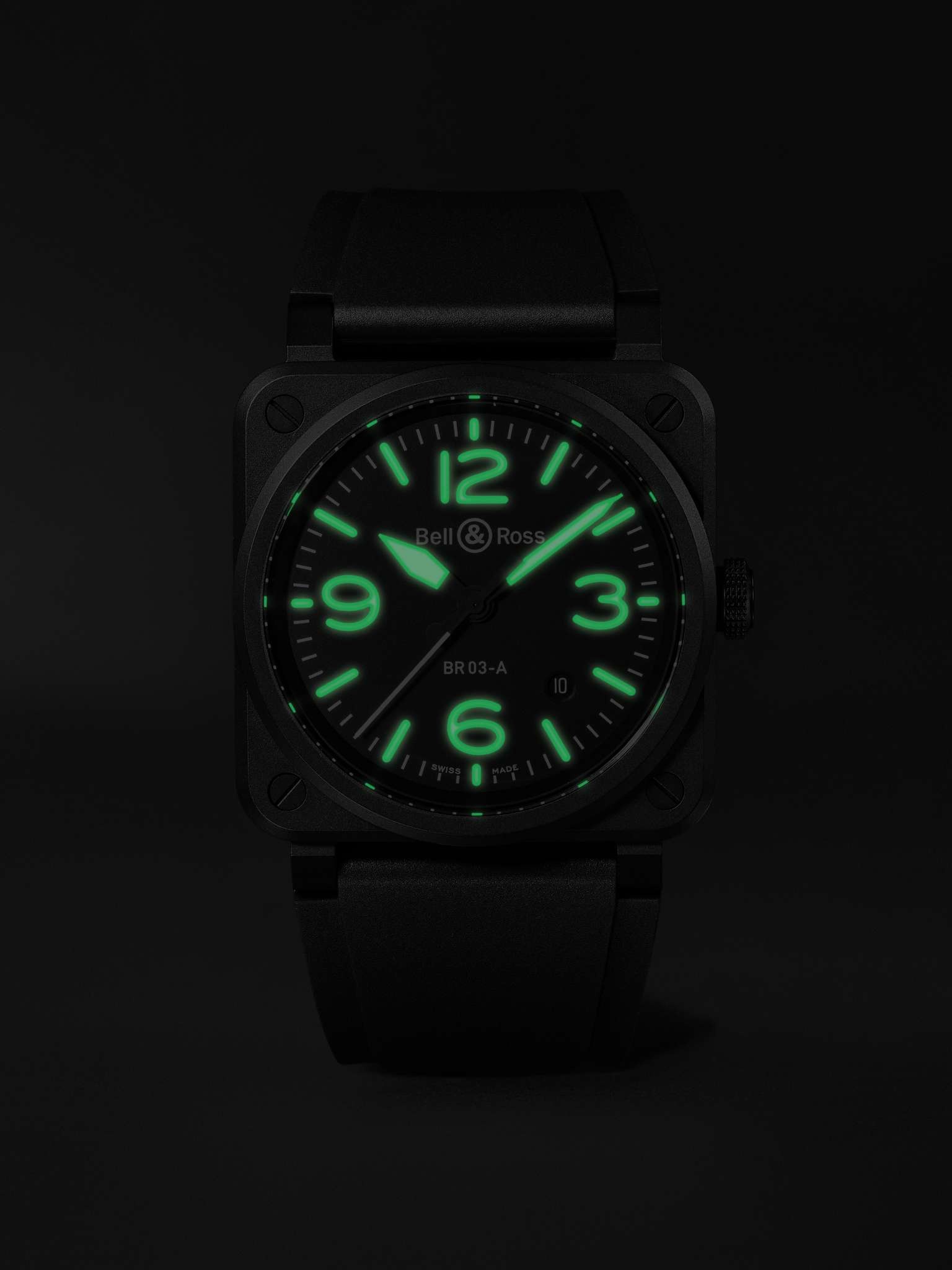 BR 03 Automatic 41mm Ceramic and Rubber Watch, Ref. No. BR03A-BL-CE/SRB - 7