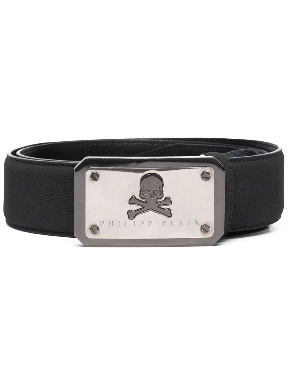 logo-plaque leather belt - 1