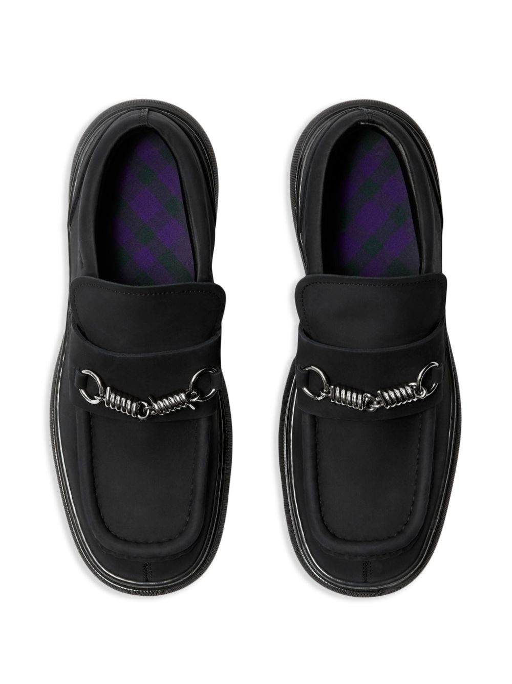 barbed-wire detail suede loafers - 4