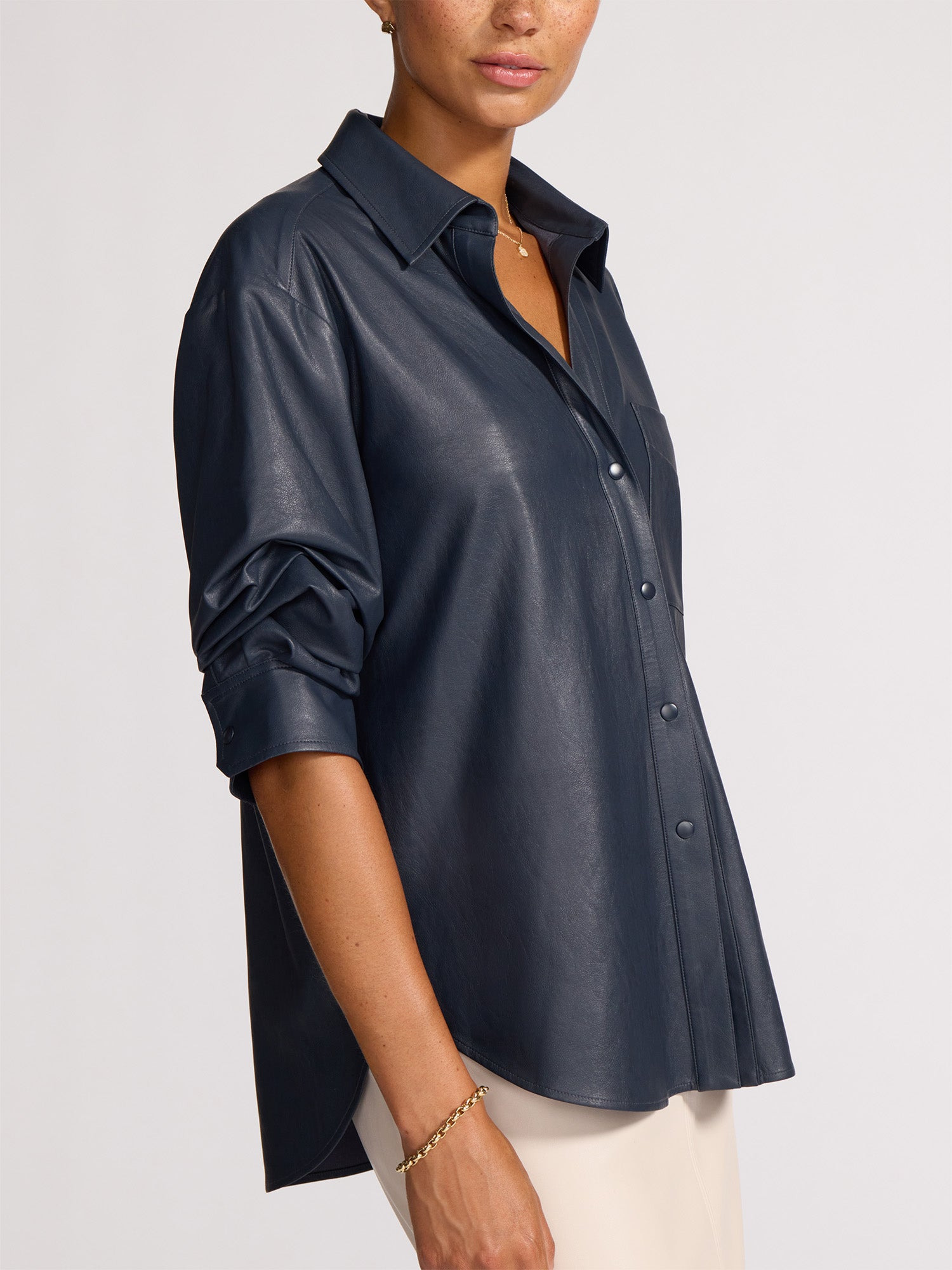 The Pia Vegan Leather Shirt - 4