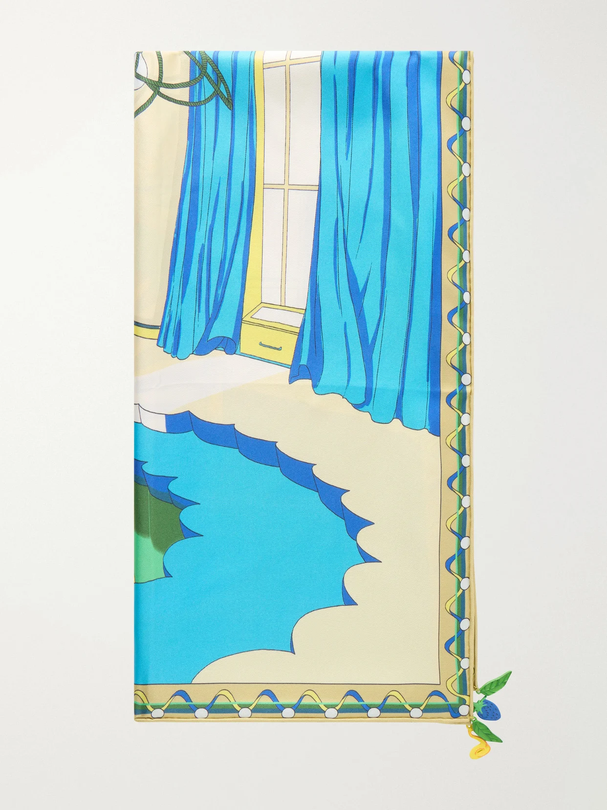 The Pool Embellished Printed Silk-twill Scarf - 1