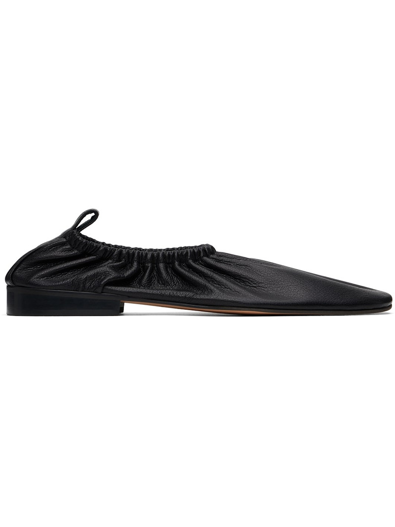 Black Gathered Slip-on Loafers 1