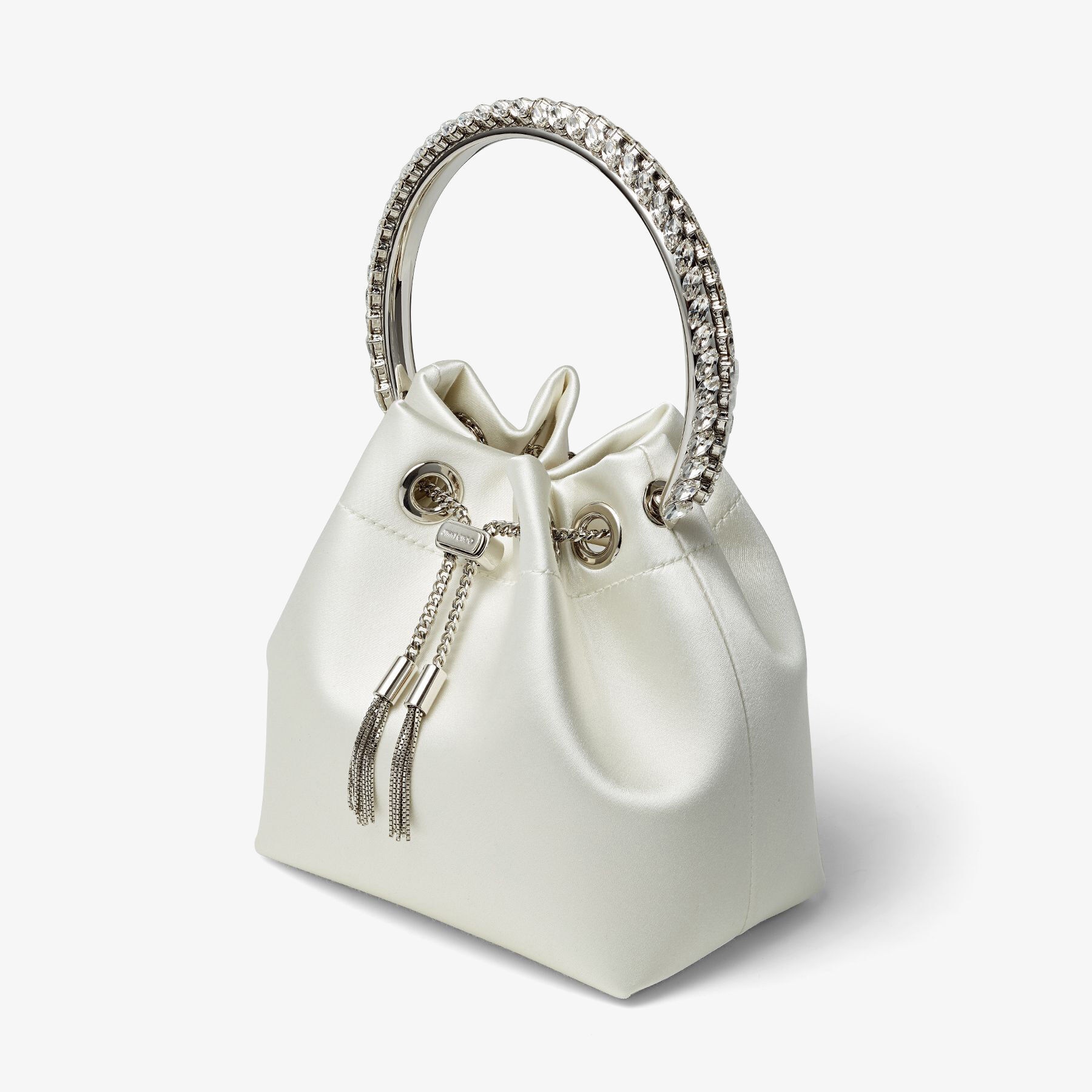 Bon Bon
Ivory Satin Bag with Crystal Handle - 2