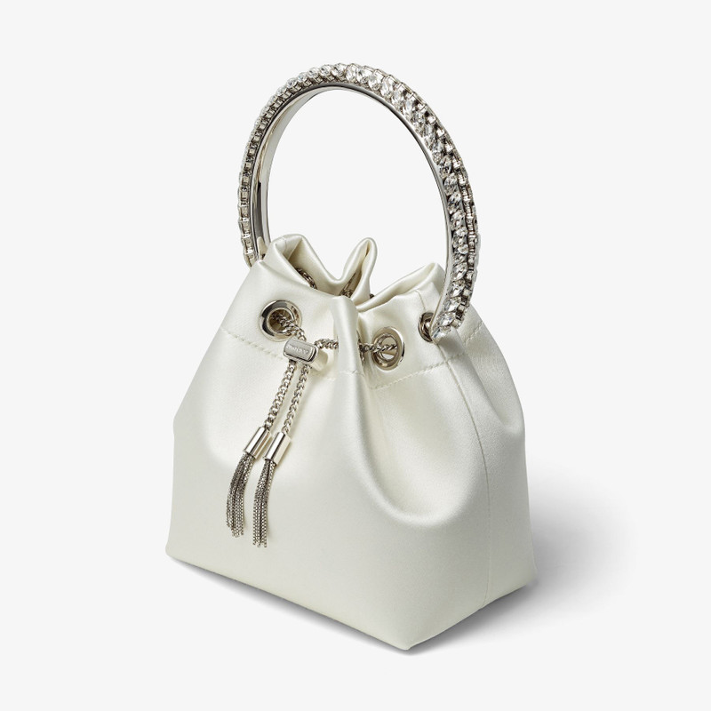 JIMMY CHOO Bon Bon
Ivory Satin Bag with Crystal Handle outlook