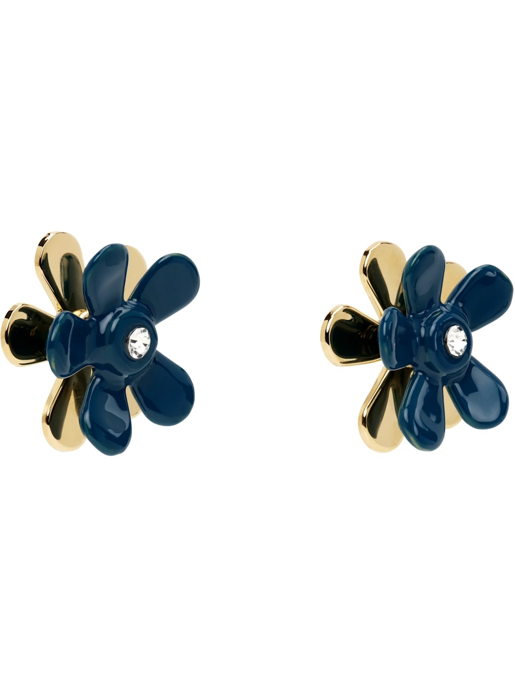 Blue & Gold Flower Pop Earrings - 2