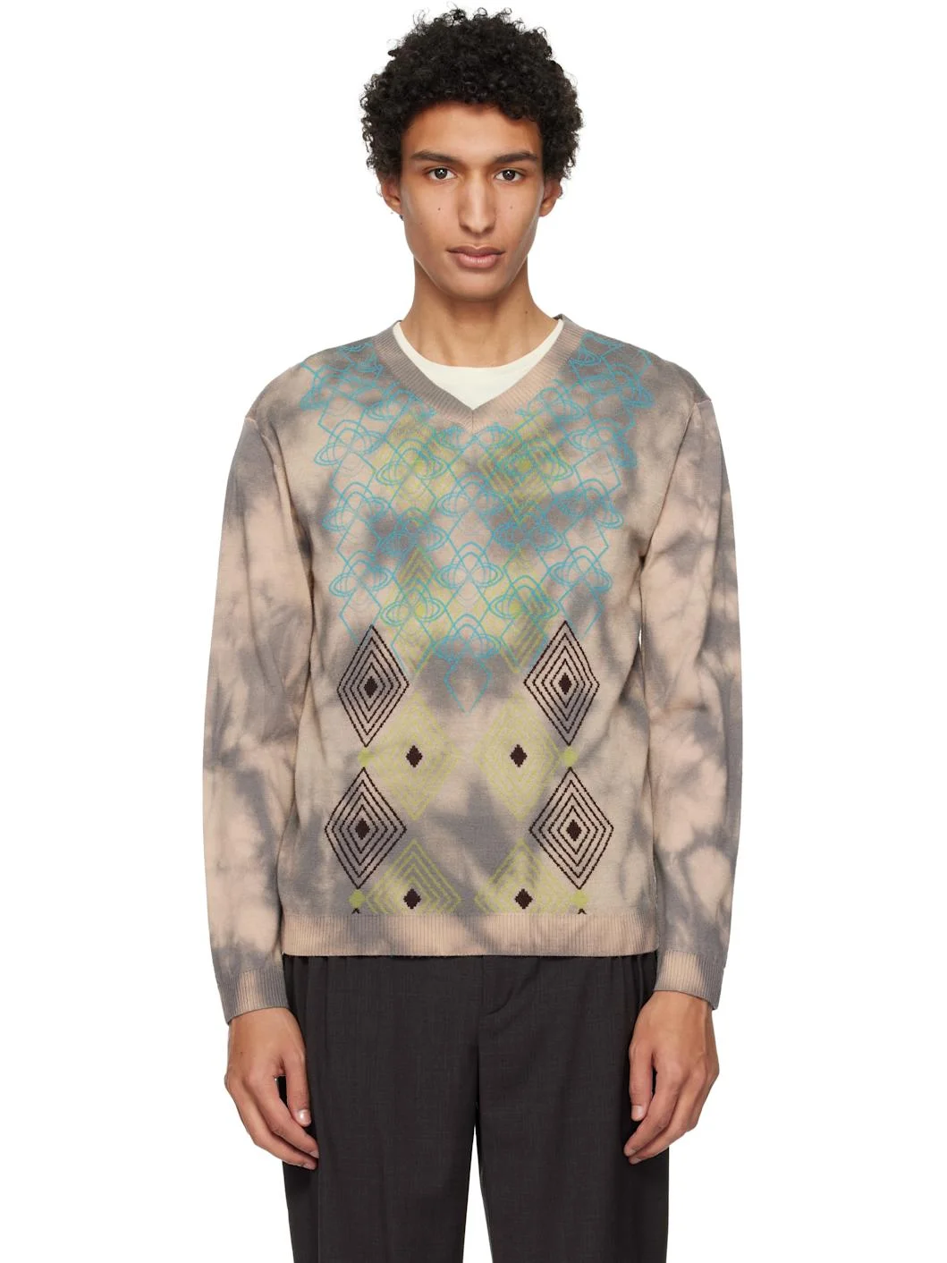 Taupe Hatha V-Neck Knit Sweater - 1