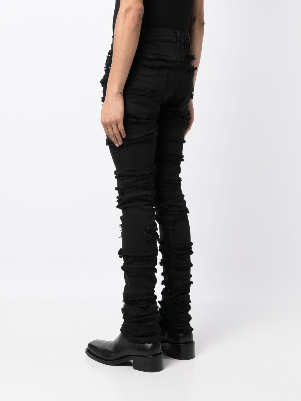 distressed frayed skinny jeans - 4
