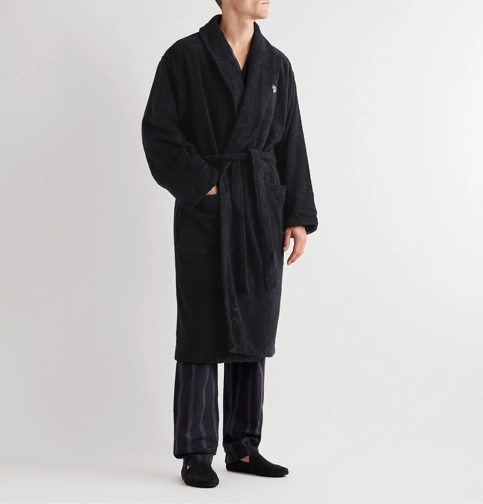 Belted Appliquéd Cotton-Terry Robe - 2