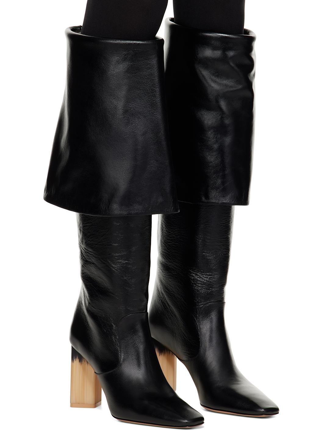 Black Georgia Heeled Tall Boots - 4