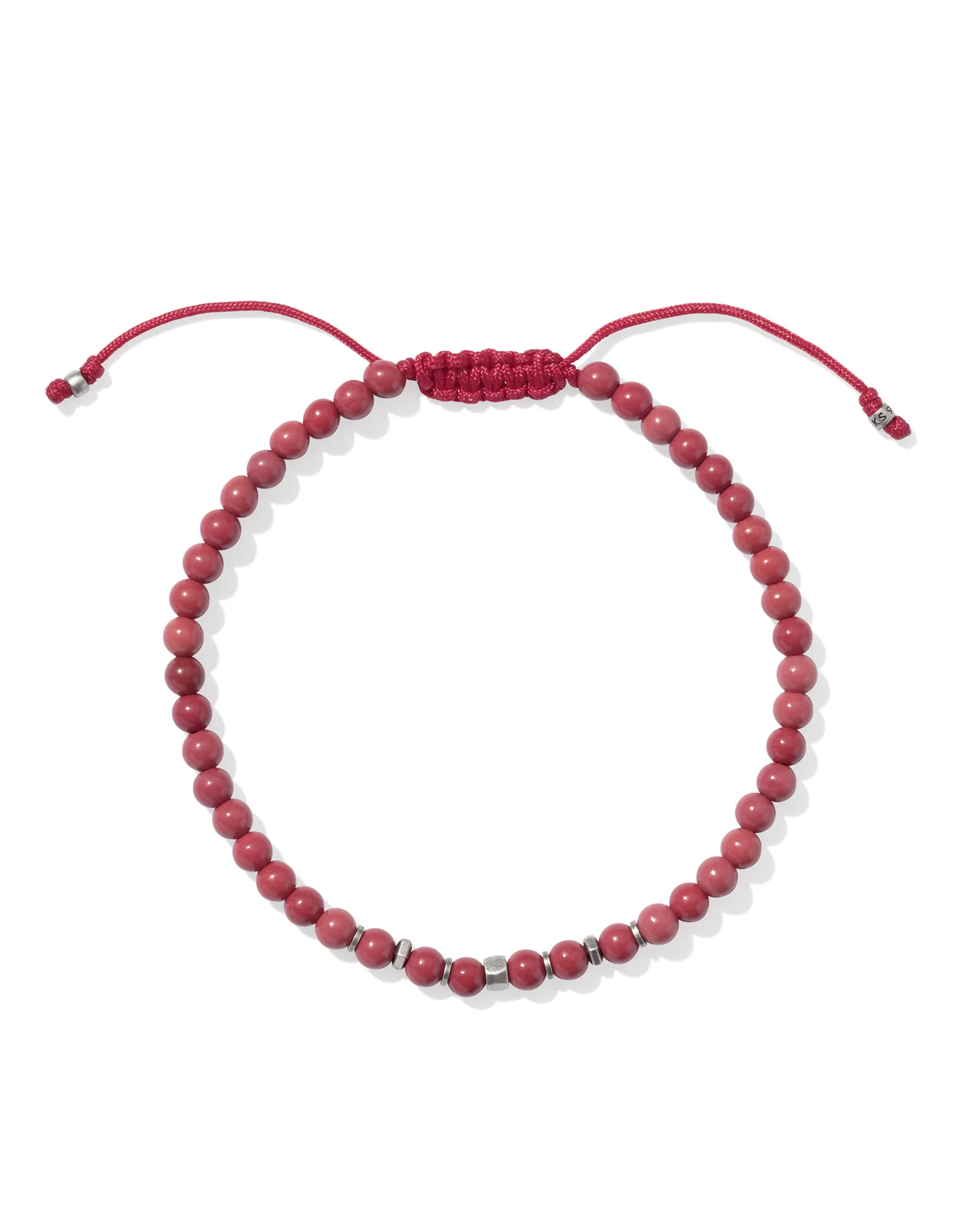Otto Oxidized Sterling Silver Beaded Bracelet in Red Magnesite - 1