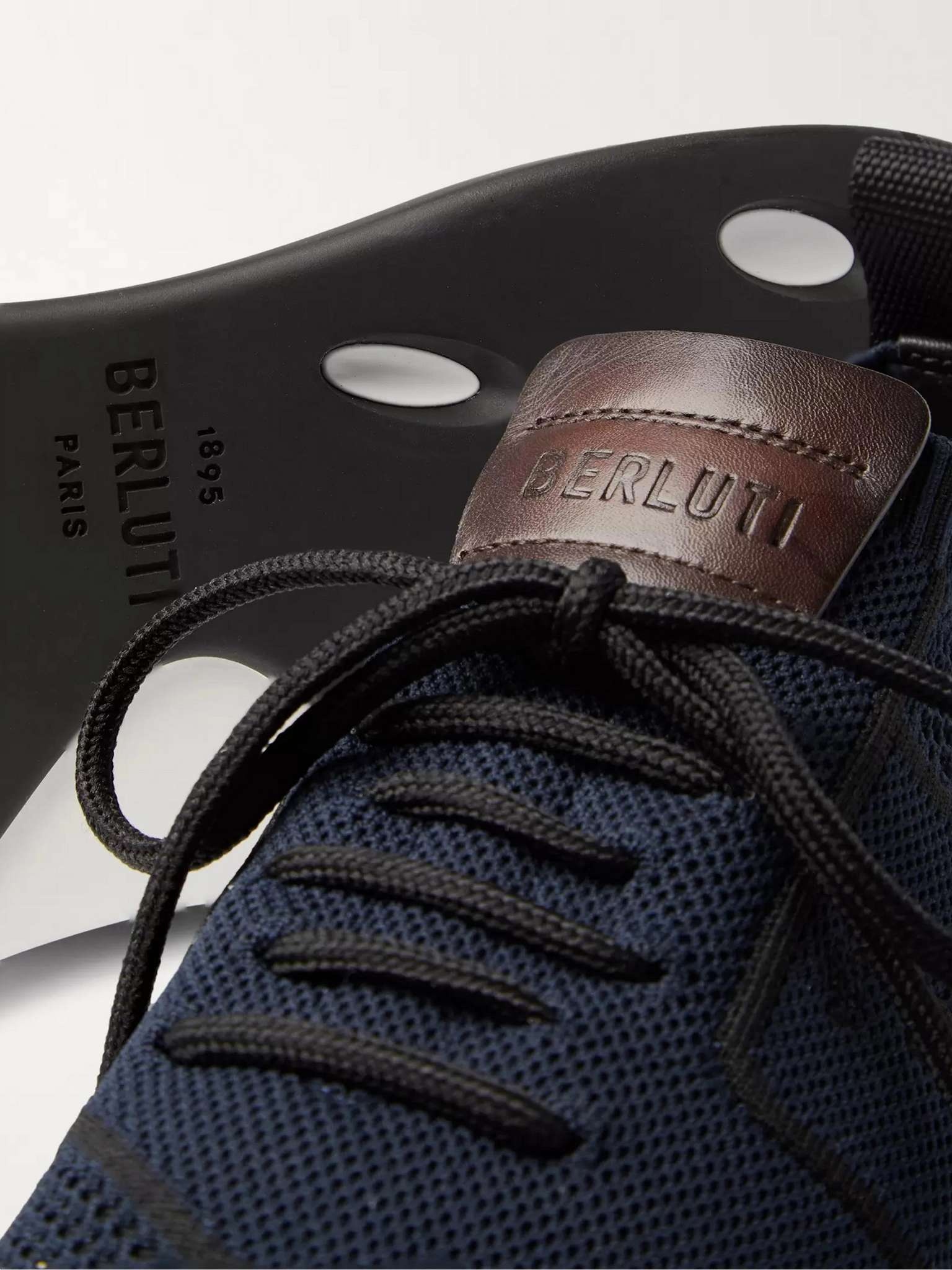Berluti Shadow Leather-Trimmed Mesh Sneakers | REVERSIBLE
