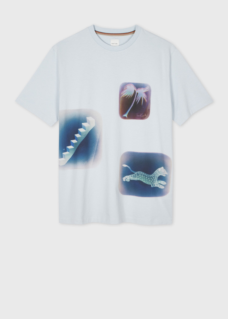Light Blue 'Lumiere' Placement Print T-Shirt - 1