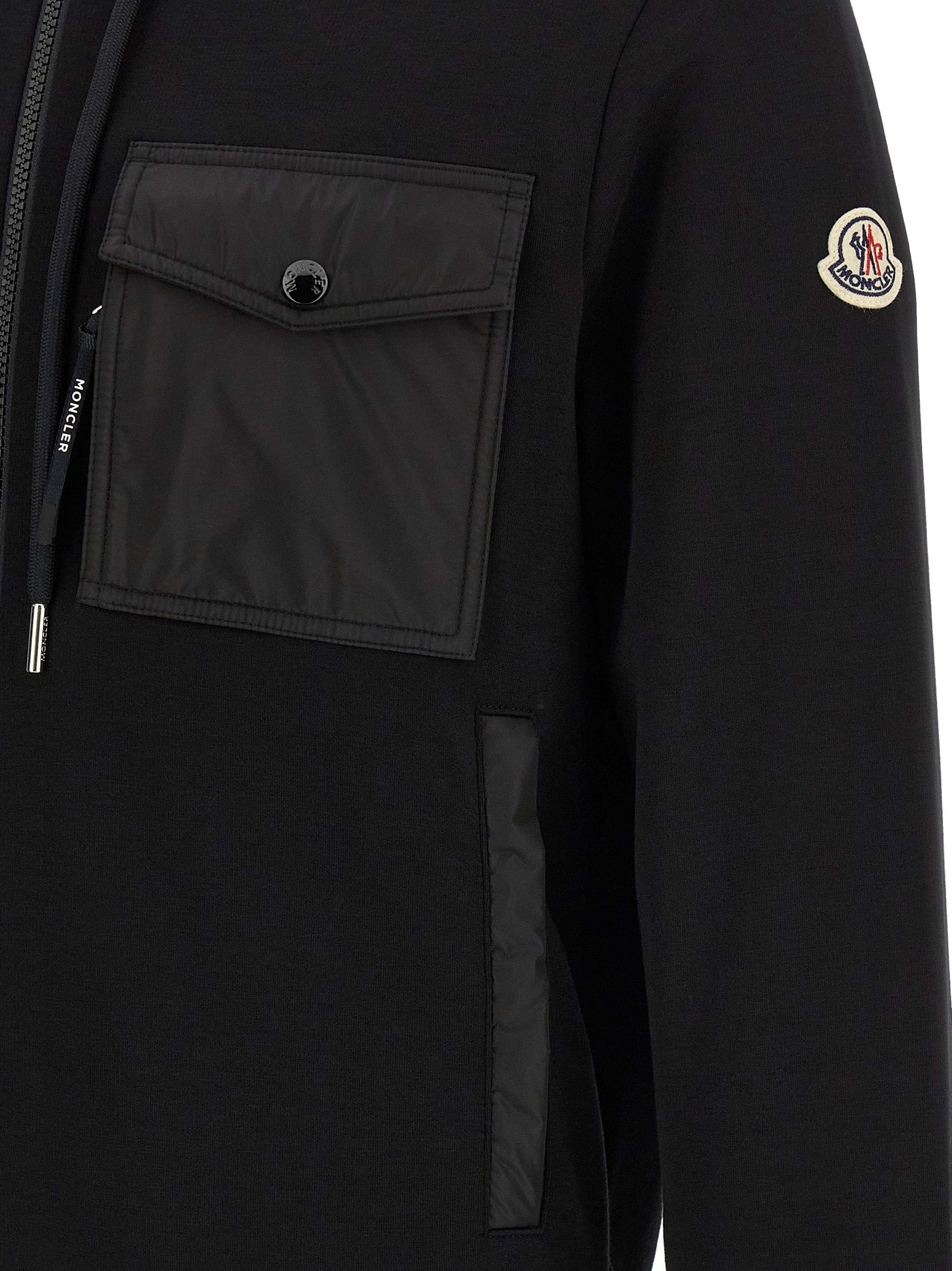 Nylon Insert Hoodie Sweatshirt Black - 4