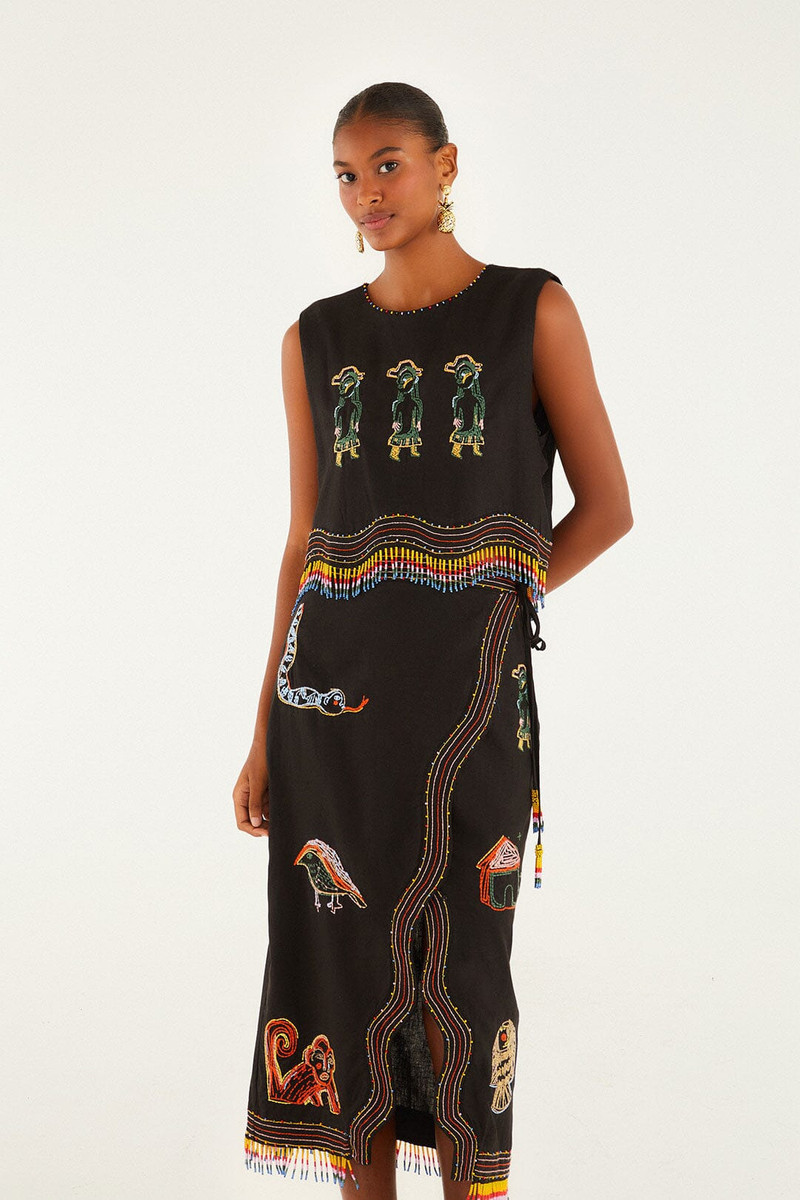 Ana Leovy Farm Rio Figures Wrap Midi Skirt 3