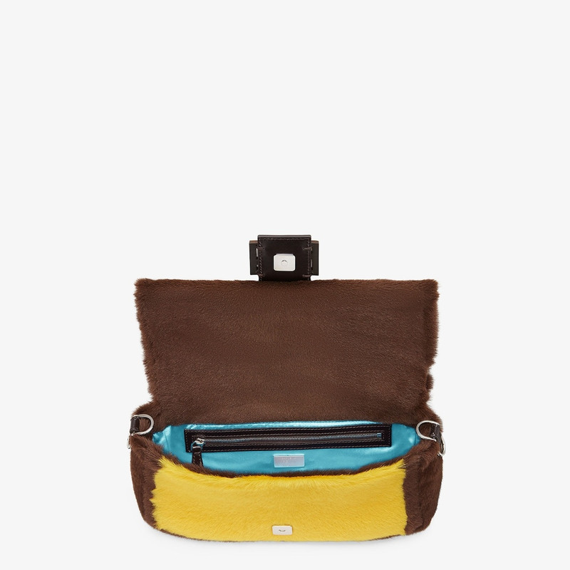 Re-Edition bag in yellow and dark brown sheepskin 4