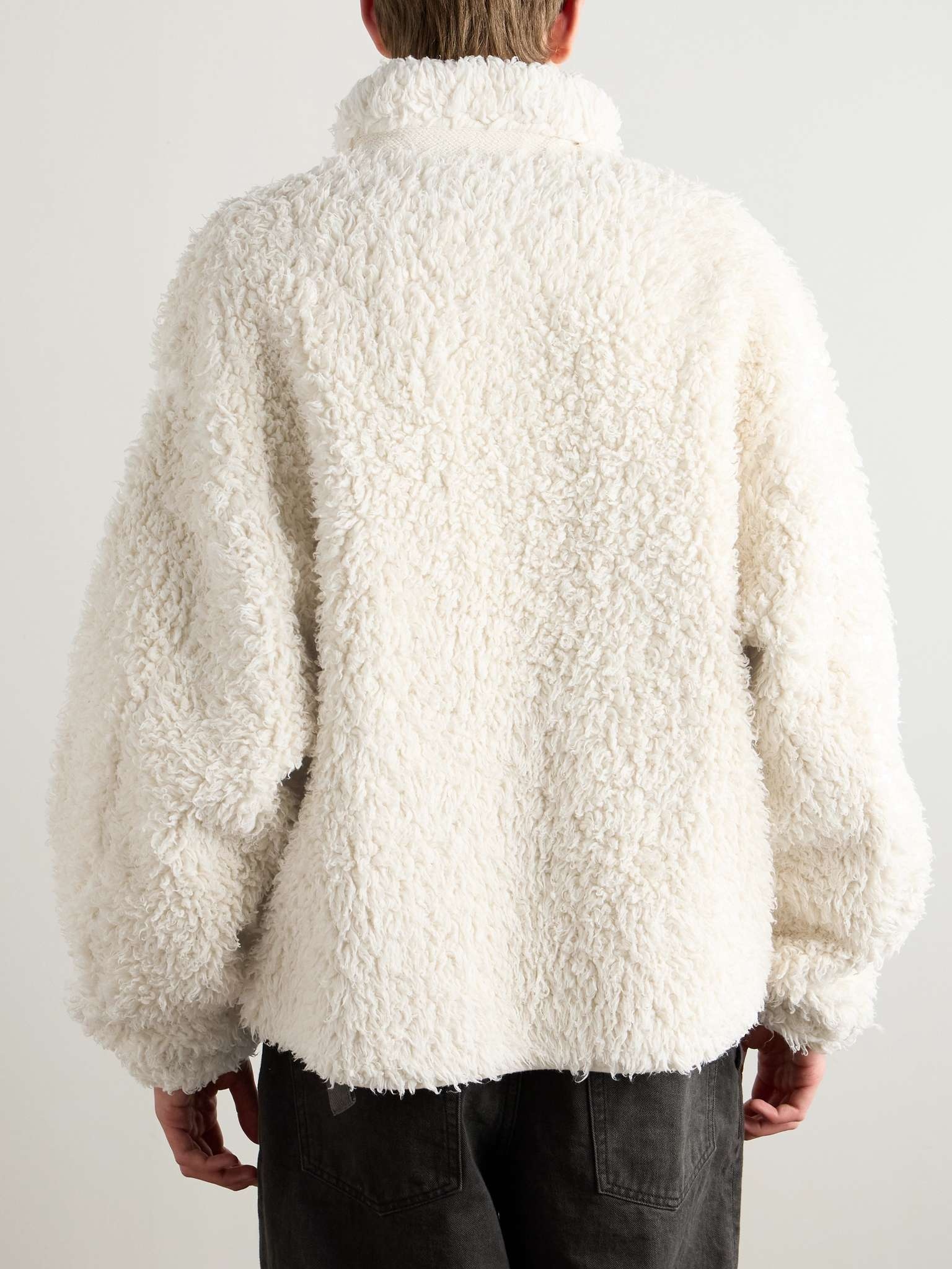 Leather-Trimmed Cotton-Fleece Jacket - 3