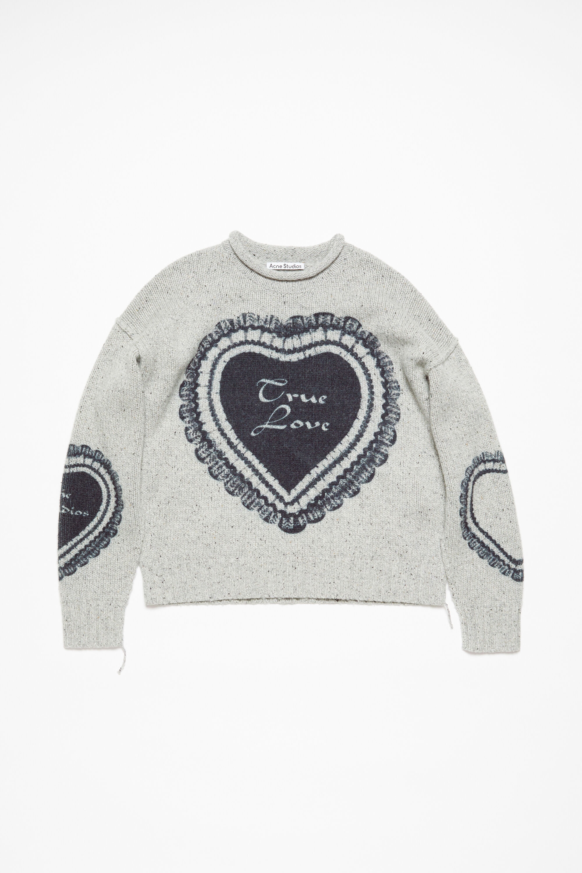 Printed wool blend jumper - Light grey - 1