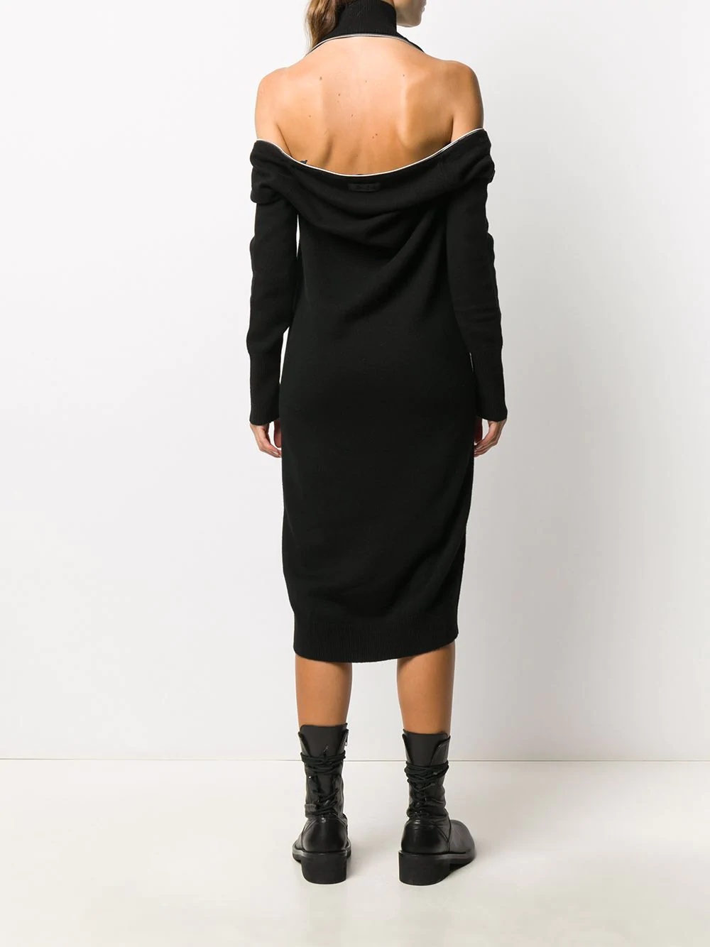 zip reveal roll neck knit dress - 8