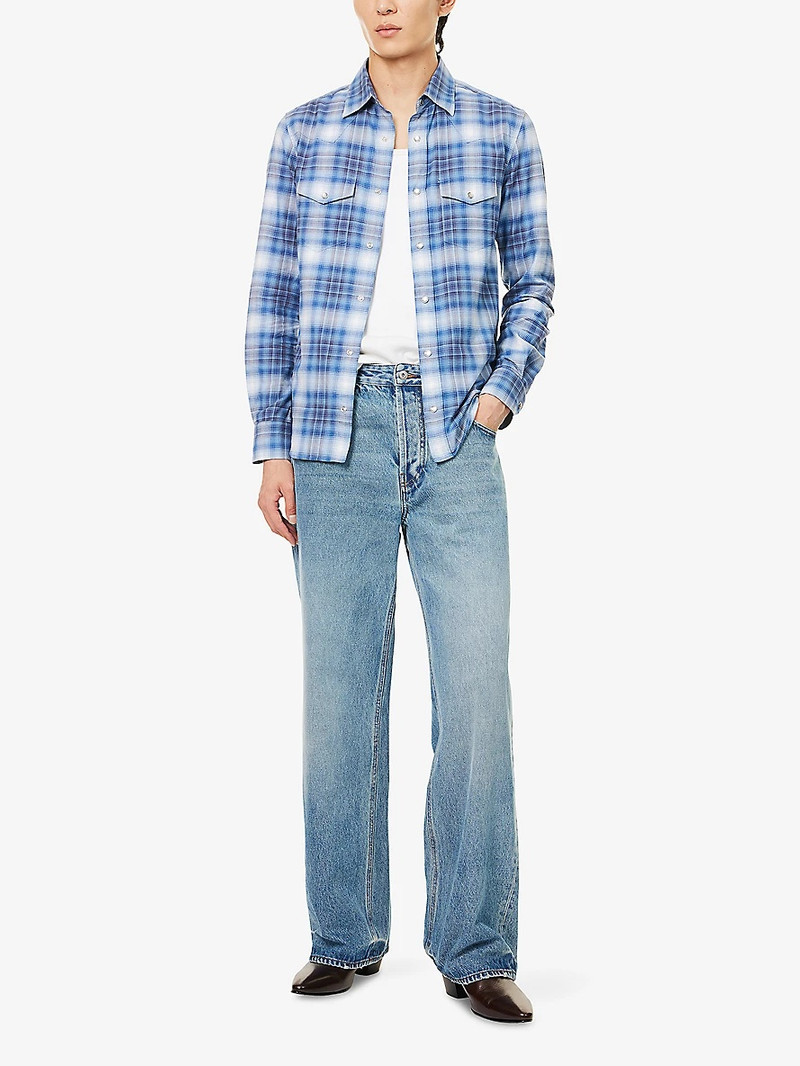 TOM FORD Slim-Fit Western Check Cotton Shirt outlook