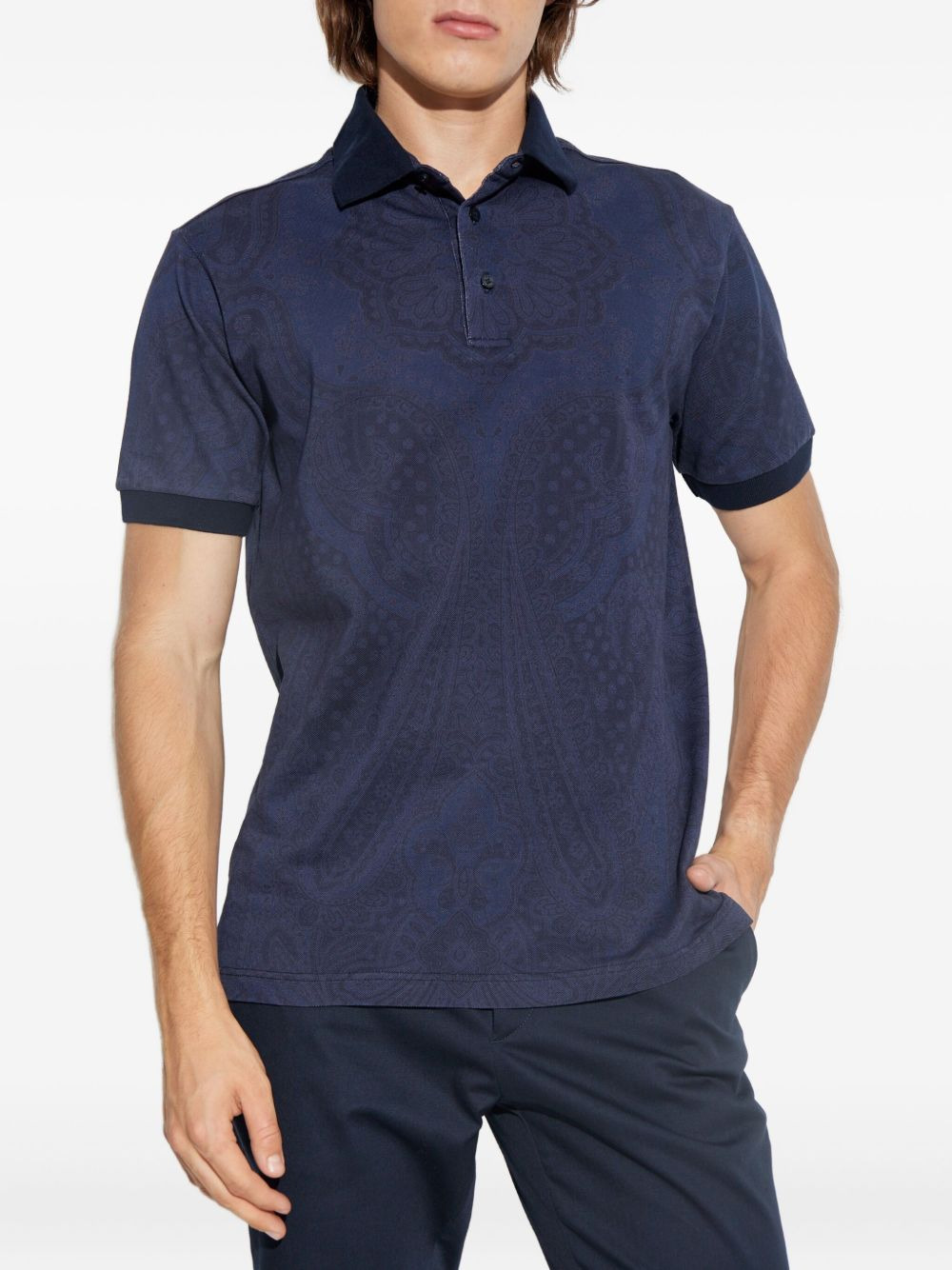 paisley-print cotton polo shirt - 3