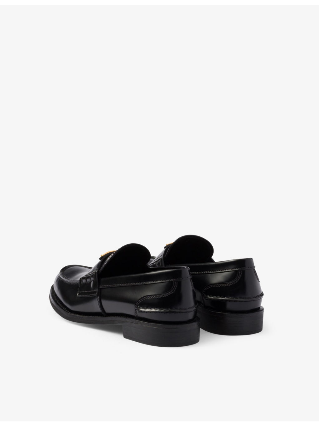Logo-plaque brushed leather loafers - 4