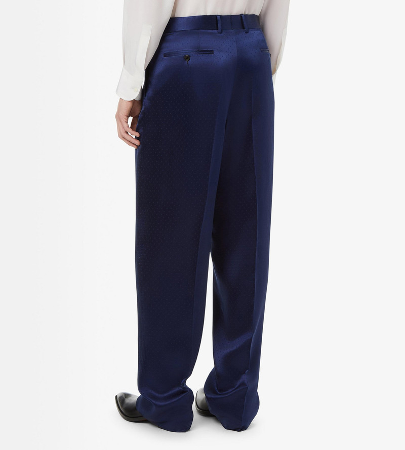 SILK VISCOSE SATIN POLKA DOT JACQUARD DOUBLE PLEAT PANT 4