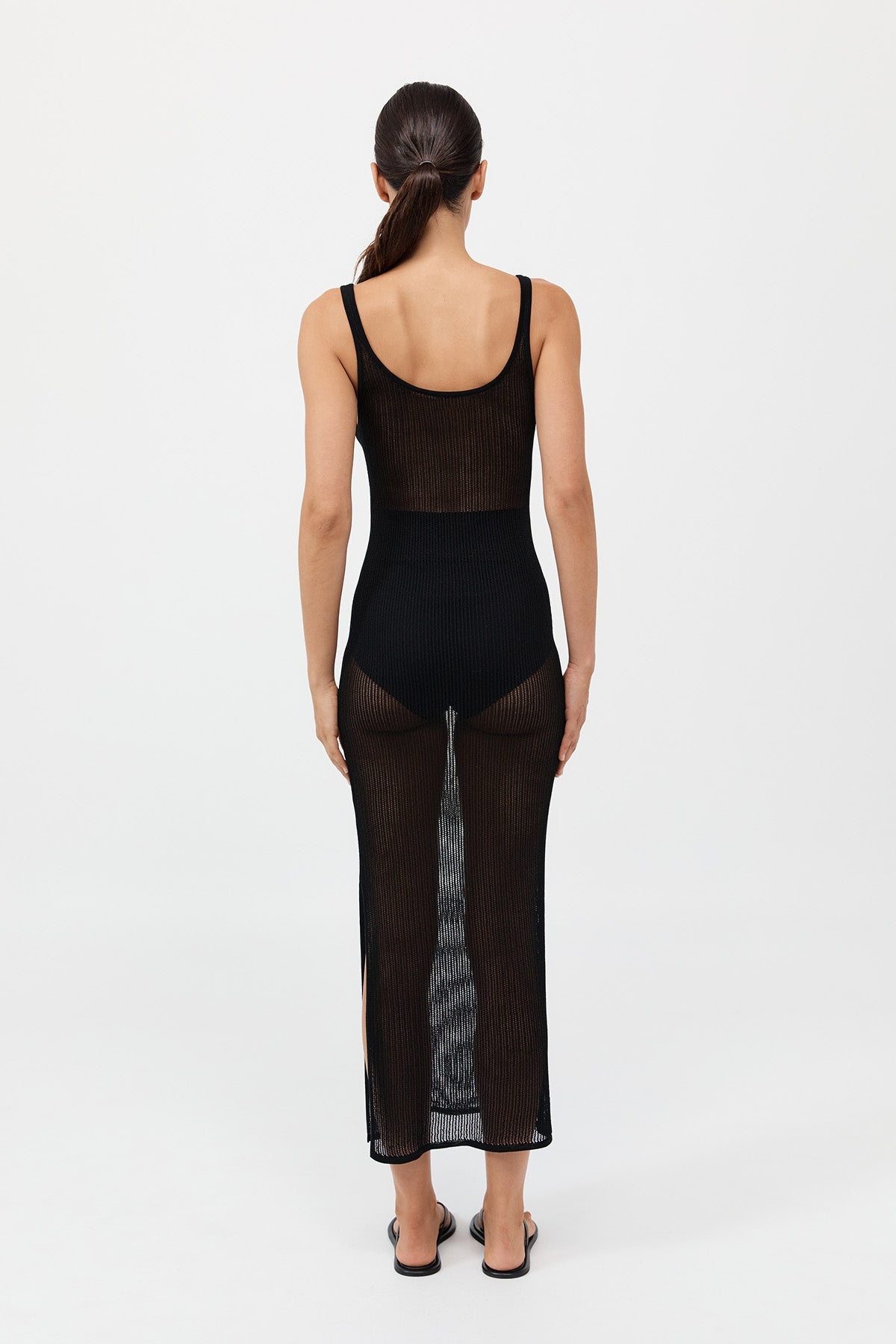Fine Crochet Tank Dress - Black - 6