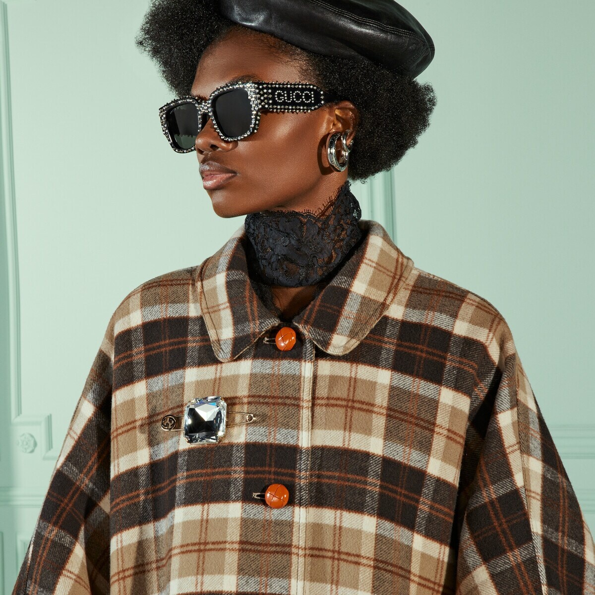 Reversible GG check wool coat - 3