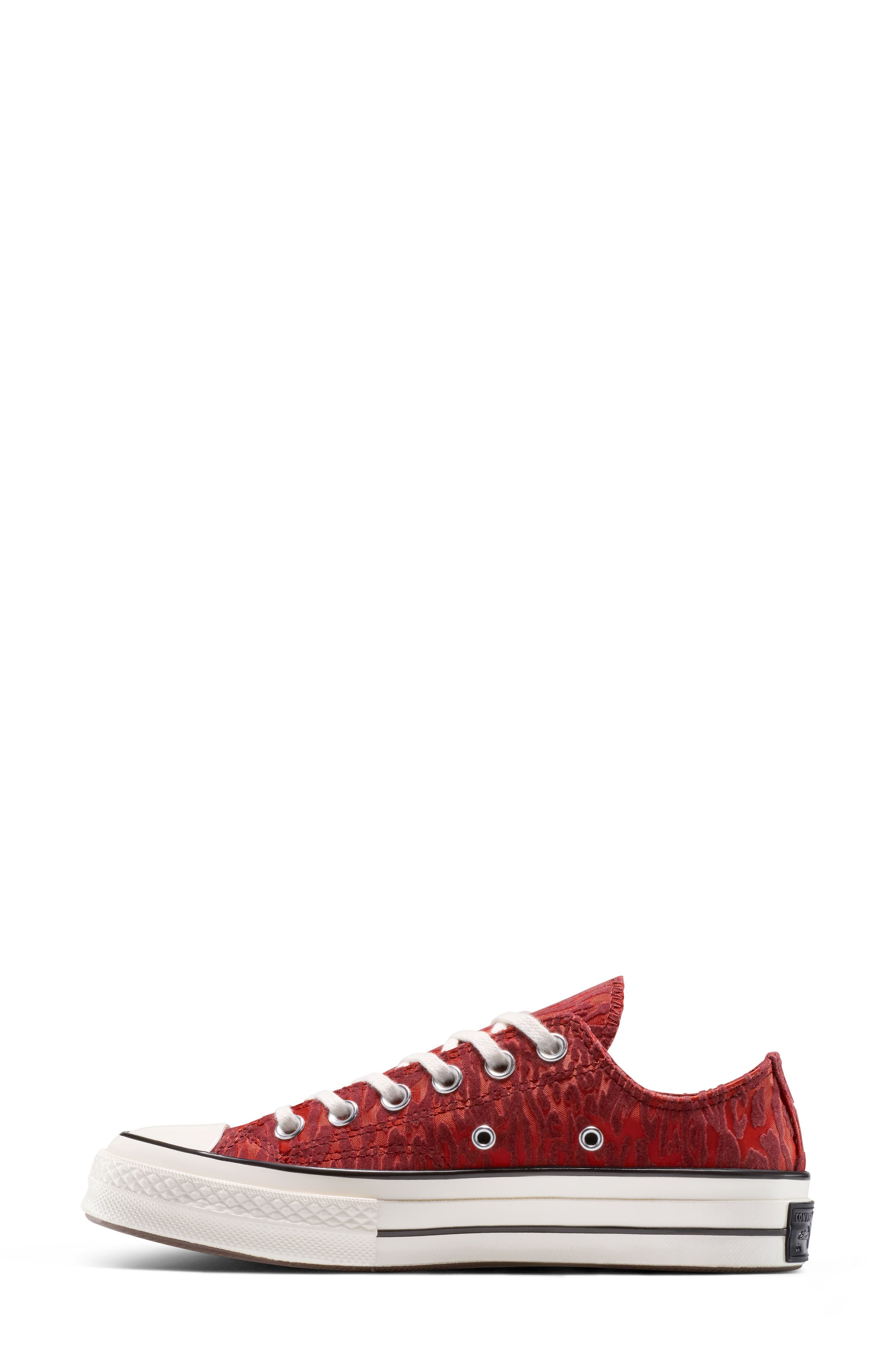 Converse Gender Inclusive Chuck 70 Leopard Flocked Satin Low Top Sneaker in Rottin Apple/By The Camp - 8