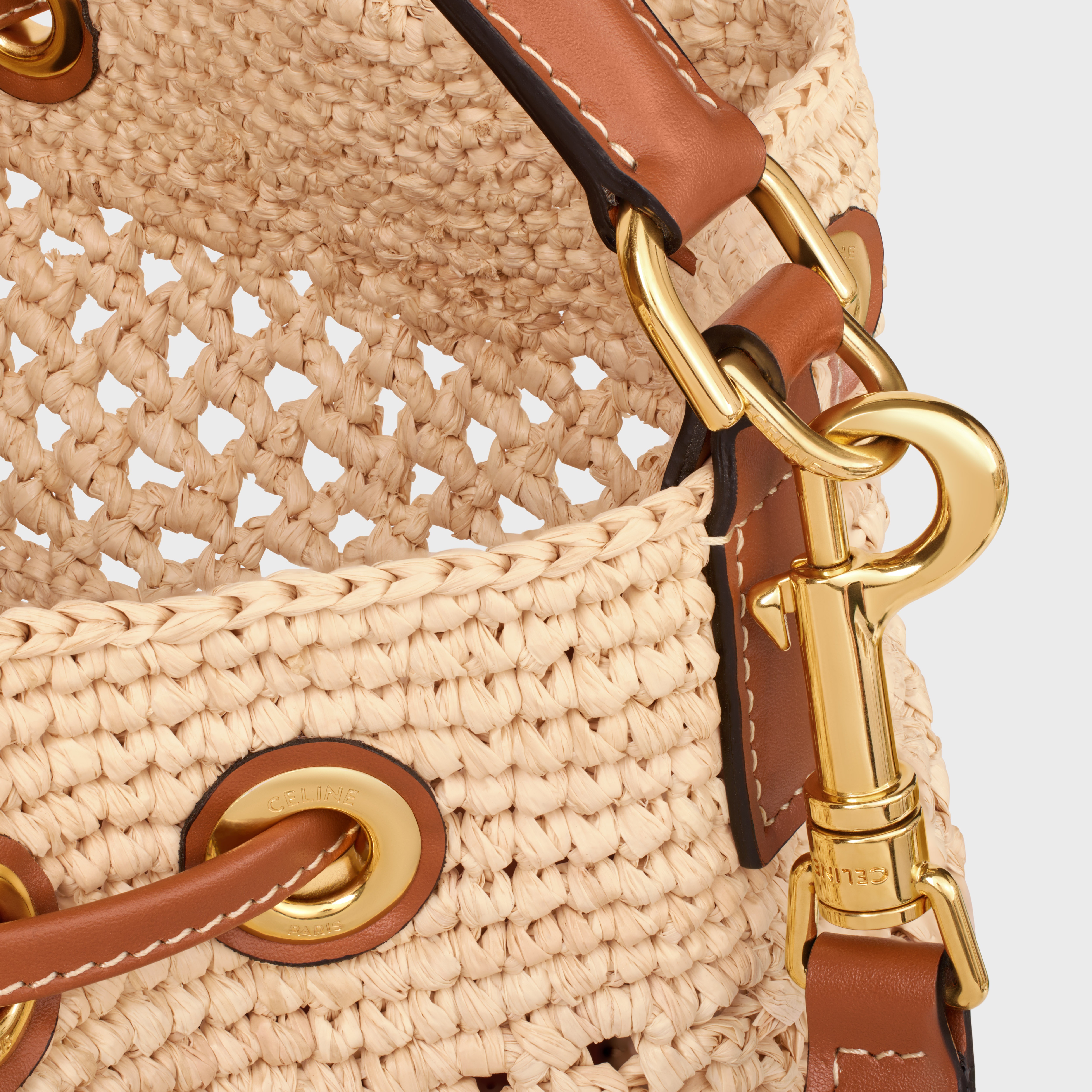 CLARA CELINE CLASSIC PANIER in RAFFIA AND CALFSKIN - 4