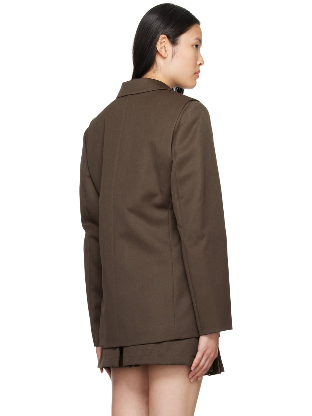 Brown Convertible Blazer & Vest Set - 3