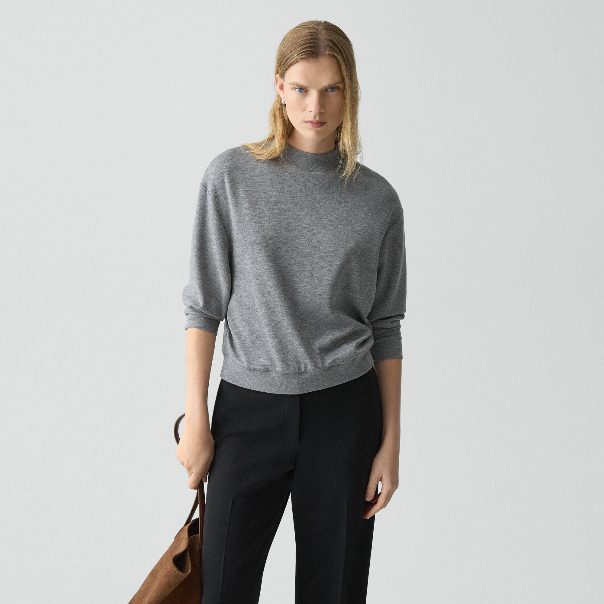 Mock Neck Sweatshirt in Double-Knit Jersey - 2