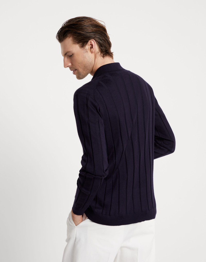 Brunello Cucinelli Cashmere and silk flat rib lightweight knit shirt outlook