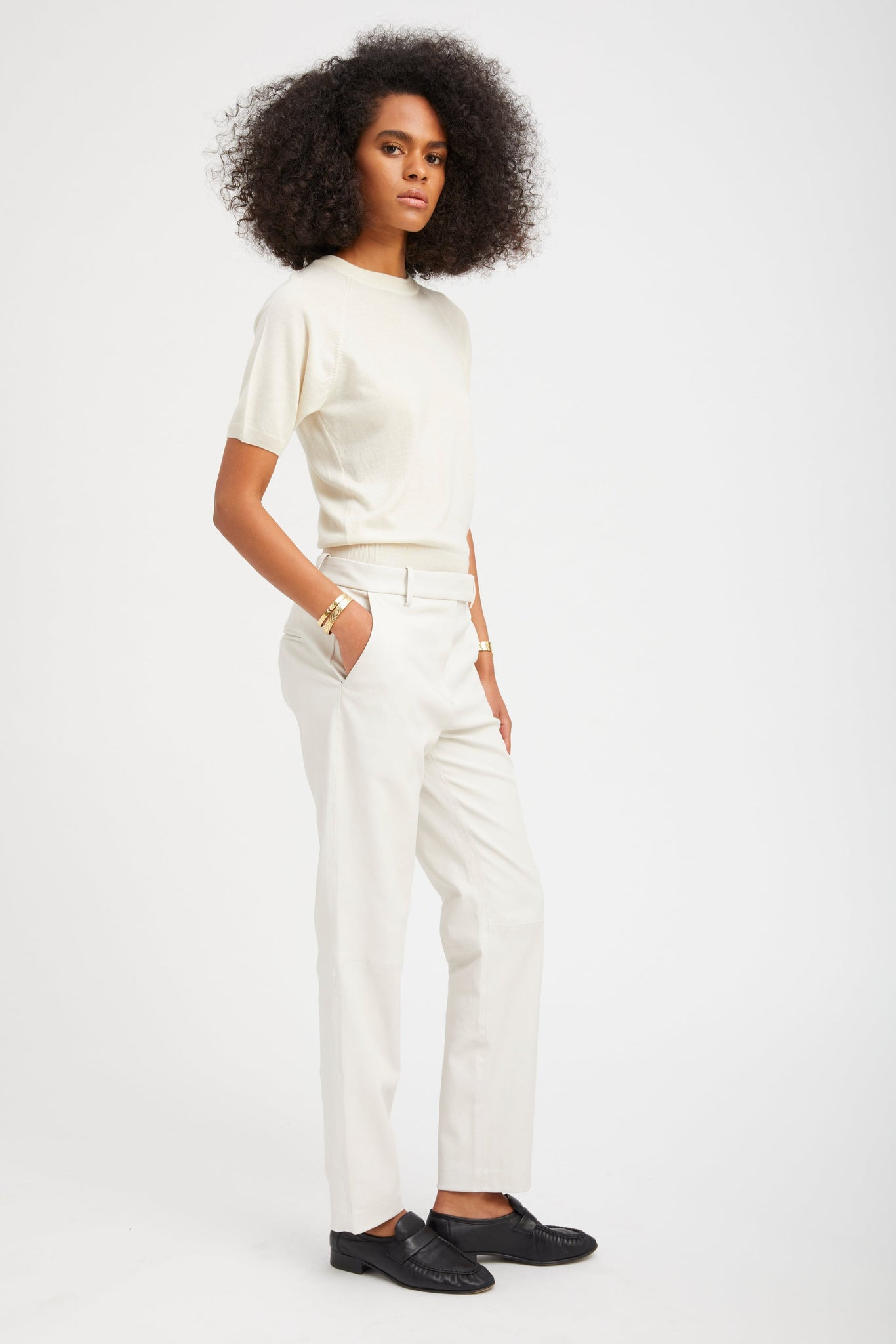 CHALK CASHMERE SHORT SLEEVE RAGLAN SWEATER - 4