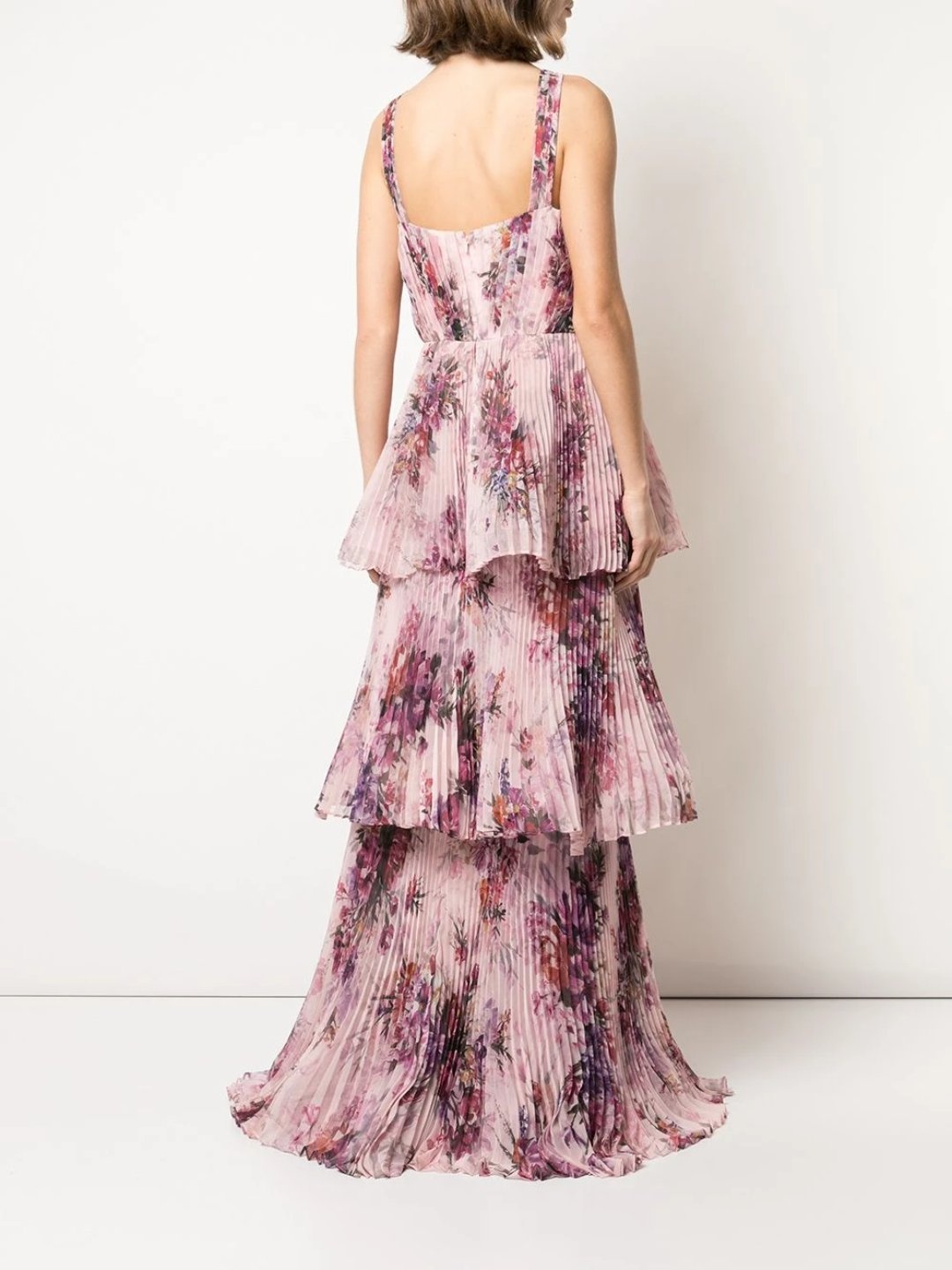 PLEATED CHIFFON TIERED HALTER GOWN - 3