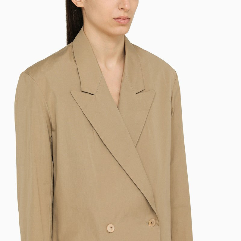 Dries Van Noten Beige Double-Breasted Cotton Jacket Women - 3