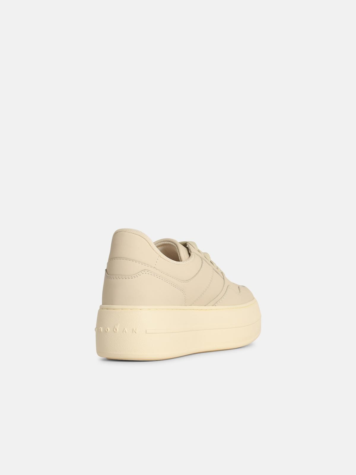'H670' IVORY LEATHER SNEAKERS - 3
