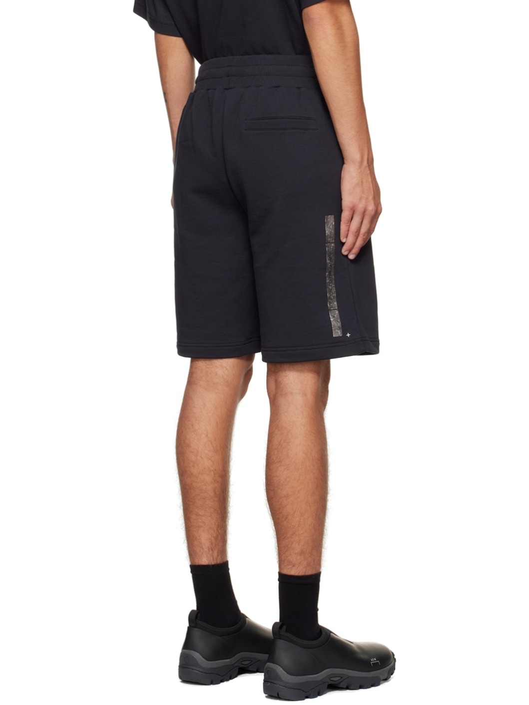 Black Foil Grid Shorts - 3