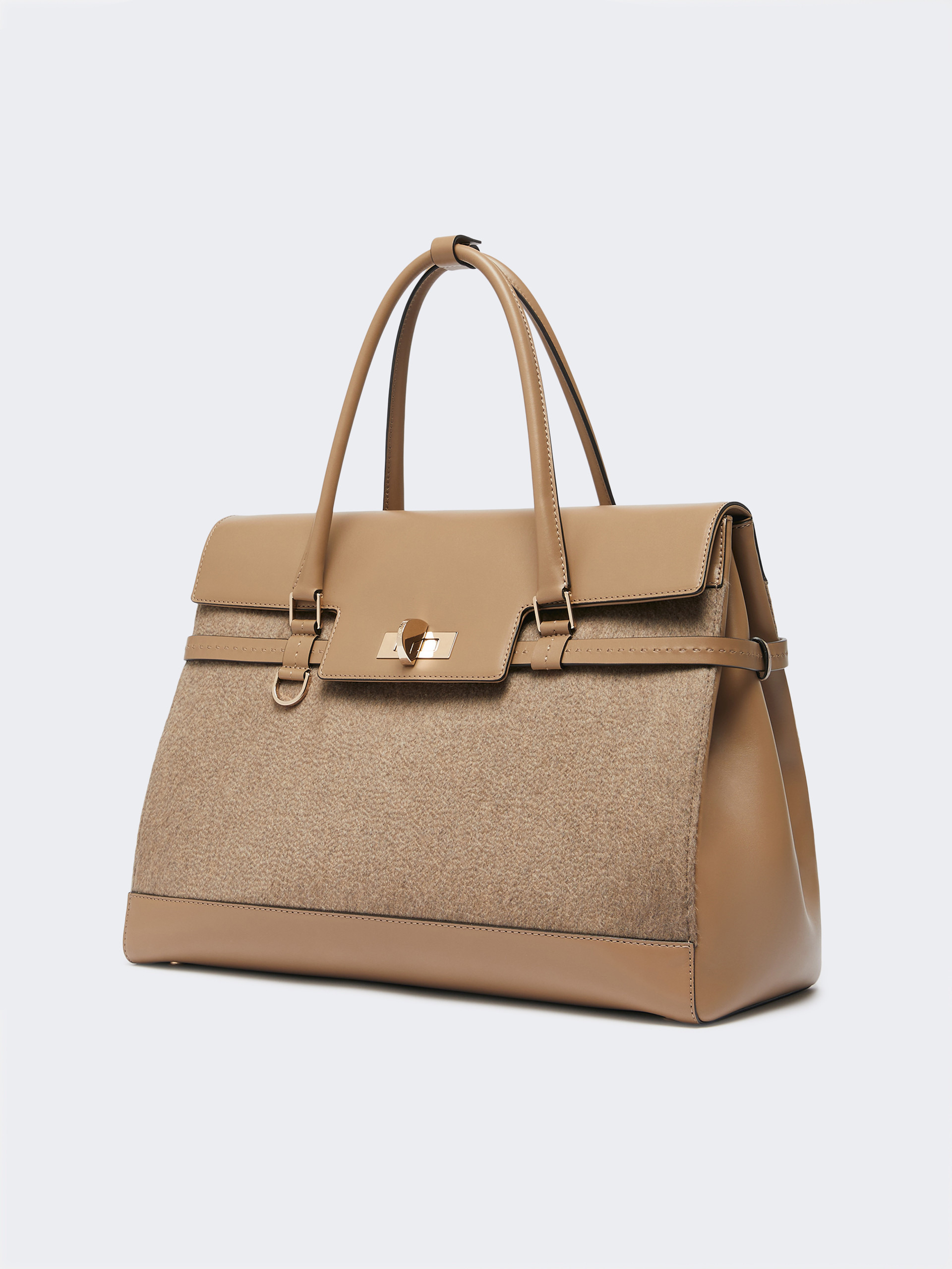 MARGAUXL25WS Large cashmere and leather handbag - 2