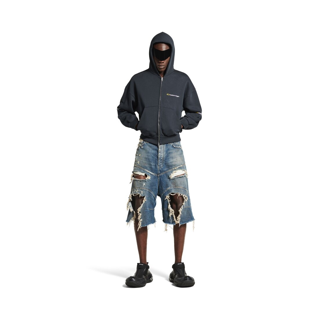 Men's Distressed Baggy Shorts in Blue - 2