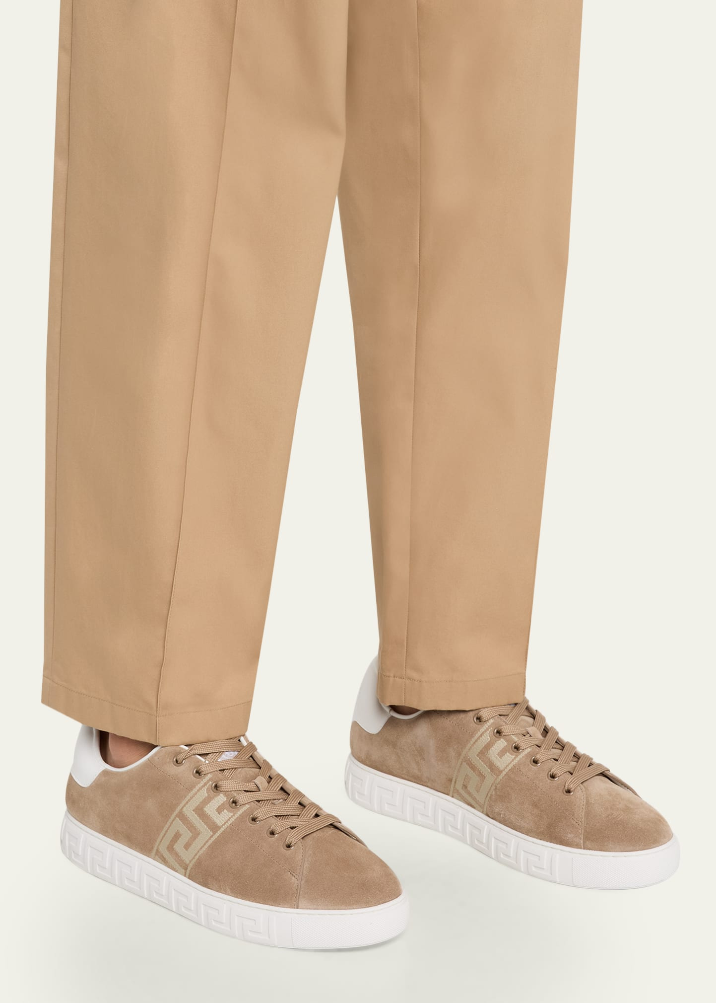 Men's La Greca Greek Key Suede Low-Top Sneakers - 2