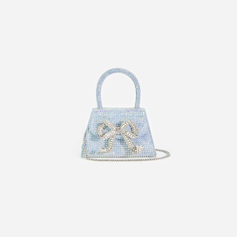 Blue Rhinestone Denim Micro Bow Bag 4