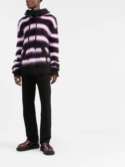 Marni striped intarsia-knit hooded sweater outlook