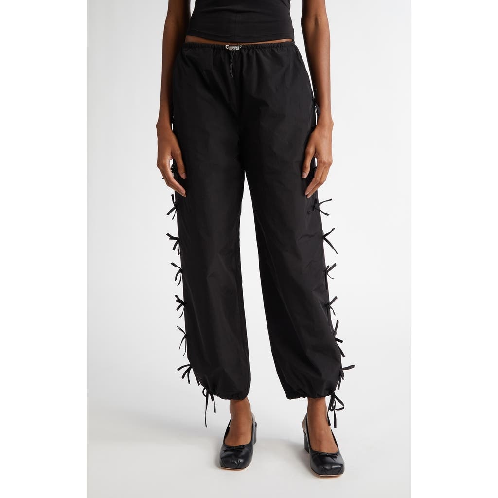 Sandy Liang Poppet Bow Trim Pants in Black at Nordstrom - 1